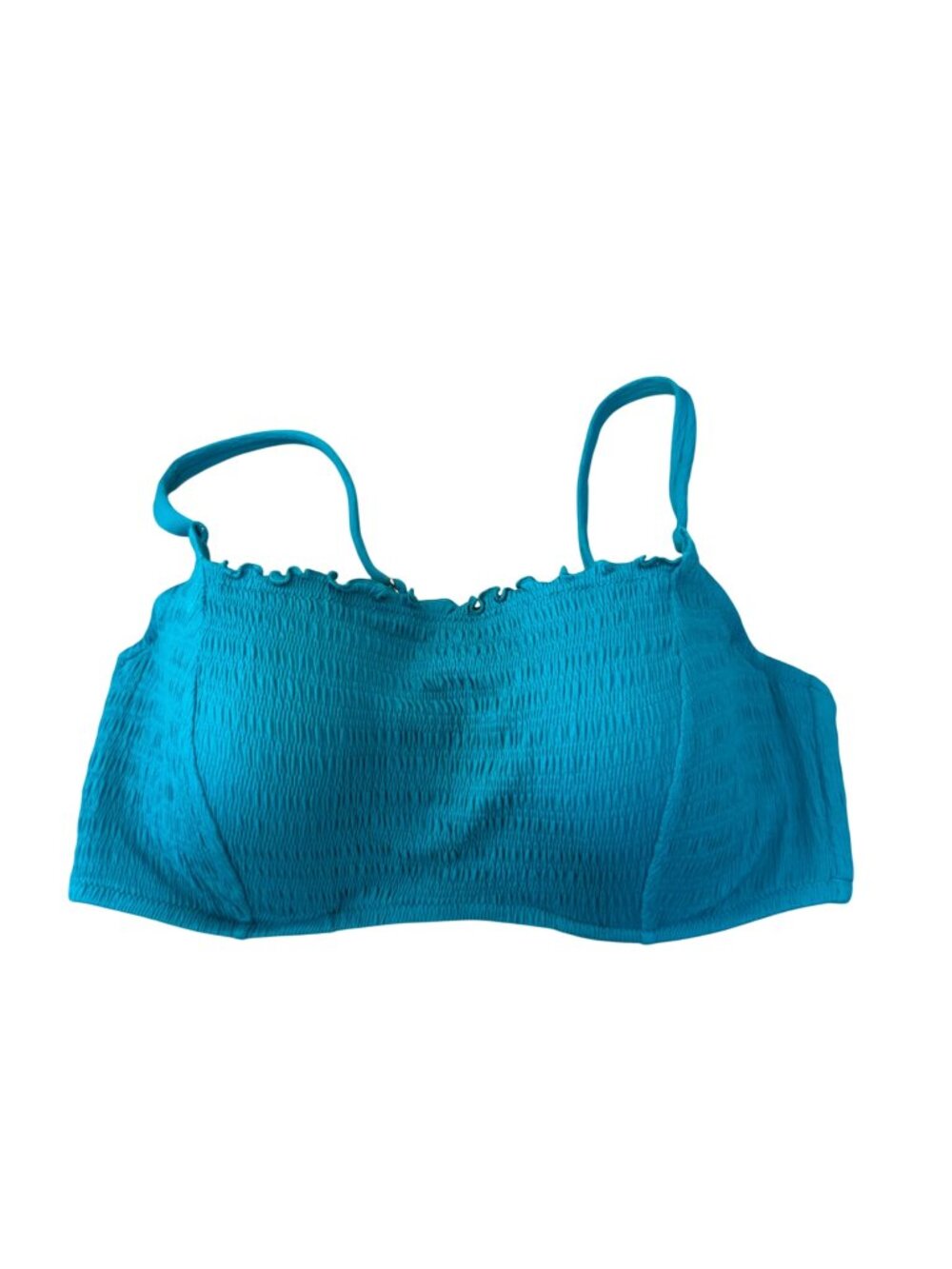 Shade & Shore Women Smocked Turquoise Bikini Top 36D Padded Underwire Build-Bra